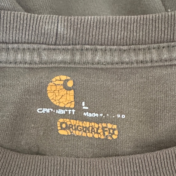 CARHARTT Vintage Olive Long Sleeve Tee | Side Arm Logo | Large - Picture 8 of 9